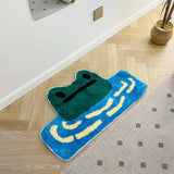 popxstar Frog Tufted Rug Funny Thickened Non Slip Foot Mat Hallway Porch Area Rug for Home Livingroom Door Mats Bathroom Rug Carpet