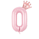 Popxstar  40inch Pastel Light Blue Pink Foil Number Balloon With Crown 1 2 3 4 5 6 Boy Girl Birthday Party Baby Shower Wedding Decoration