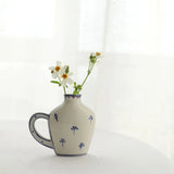 Popxstar  Art Vase Elegant Hand Painted Ceramic Vase Small Floral Design Dry Wet Flower Bottle Tabletop Ornament Home Office Decoration