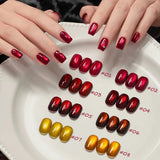 1-8pcs TC Yellow Nails Lucky Red Cat Eye Gel Nail Polish New Blinking Wine Red Cherry Glass Bead Nail Art Nail Supplies