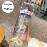 Large Capacity Water Cup 2 Liters Network Red Ins Trend Straw Cup Sports With Scale Portable Simple Leak Proof Portable Drop Res