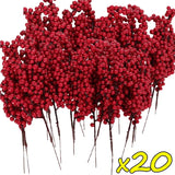Popxstar 50/1branch Christmas Artificial Berries Stem Red Holly Berry Fake Flowers Plant for Xmas Tree New Year Party Home Decor Ornament