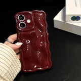 Popxstar  Solid Color Gloss 3D Wave Texture Phone Case for iPhone 16 15 14 13 16 Pro Max Soft Silicone Shockproof Protection Coque Cover