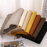 Popxstar Fashion New Cashmere Scarf Soft Solid For Women Winter Warm Long Shawl Tassel Hijabs Scarves Student Pashmina Bandana Gift