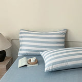 3pcs 100% Cotton Solid Color/two-color/striped/checkered Print Bedding, 1PC Duvet Cover 2PC Pillowcases Soft and Skin-friendly