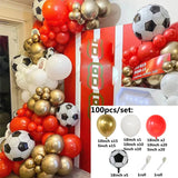 Popxstar  1set Red White Metal Gold Latex Balloon Arch Garland Kit Football Foil Balloons Boys Birthday Soccer Party Decor Supplies Globos