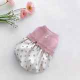 Soft Ribbed Knit Dog Dress with Floral Skirt Ruffle Trim Pet Clothes for Small Dogs Cats New Puppy Outfit