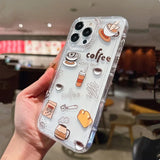 Fashion Style Coffee Time Clear Silicone Case For iPhone 16 15 14 13 12 11 Pro Max XS X XR 7 8 Plus SE Shockproof Soft Cover