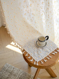 Popxstar Floral Farmhouse Curtains Semi-Blackout Living Room Drapes Cotton Bohemian Window Curtain with Tassel, Rod Pocket, 1 Panel