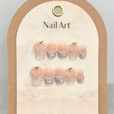Popxstar 10Pcs Short Handmade Press on Nails Pink Peach Fake Nails Wearable Stick-on Nails Full Cover False Nail Накладные Ногти 수제네일