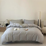 3pcs 100% Cotton Solid Color/two-color/striped/checkered Print Bedding, 1PC Duvet Cover 2PC Pillowcases Soft and Skin-friendly