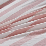 4Pcs Washed Microfiber Vertical striped colorful Bedding Set, Sweet Style Soft Duvet Cover with Zipper Flat Sheet Pillowcases