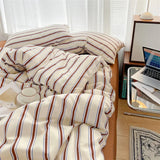 Popxstar  Pure Cotton Home Textile Blue Striped Bedding Set Simple Soft Duvet Cover Sheet Pillowcase Ins Style Bed Linens Queen King Size