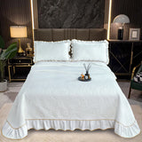 Popxstar  3/5Pcs Luxury European Knitted Cotton Embossing Quilted Bedspread, Bed Cover, Mattress Topper Coverlet, Bed Sheet, Pillowcases