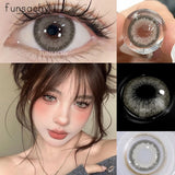 Popxstar  1 Pair Big Eyes Colored Contact Lenses Natural Brown Eyes Lens Gray Pupils Eyes Makeup Korean Style Contact Yearly Use