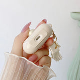 Popxstar Ribbon Lattice Bowknot with Pearl Keychain Cover For Apple AirPods 2 Pro 3 3rd generation Shockproof Earphone Case For AirPods 4