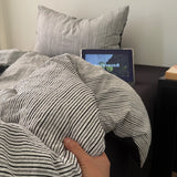 4Pcs Bedding Set Beddings Sets Full Futon Set Striped Bed Linen Complete Teen Bedrooms Duvet Pillowcase Cover Flat Sheet