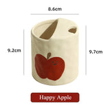 Popxstar  Coffee Cup Ceramic Cup Creative Hand Drawn Apple Milk Cup Ceramic Jewelry Multi Functional Desktop Decoration Crafts Pen Holder