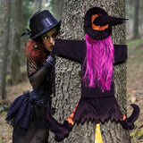 Popxstar 2024 New Halloween Witch Doll Courtyard Witch Crashing Into Tree Halloween Decoration Toys Funny Door Porch Tree Decors