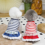 Fashion Cute Striped Dog Dress Soft Breathable Summer Pet Clothes Thin Design Cat Vest Harness Spring