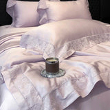 Popxstar  Lyocell Bamboo Fiber Luxury Embroidery Summer Quilt Soft Silky Thin Comforter Blanket With Bed Sheet Pillowcases Bedding Set