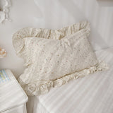 1 Piece Brief Pillowcase Ruffle Design Pillow Cover Floral Printed Princess Pillow Case
