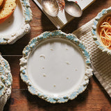 Popxstar Vintage Relief Western Style Dish with Antique Ceramic Tableware Salad and Dessert Dish
