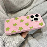 Popxstar  Cartoon Black Checkered Star Pattern Korean Phone Case for IPhone 16 17 Air 15 14 13 12 11 Pro Max Plus Shockproof Soft Cover