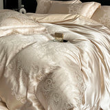 Satin Jacquard 1000TC Egyptian Cotton Patchwork European Luxury Bedding Set Duvet Cover Flat/Fitted Bed Sheet Pillowcases 4Pcs