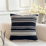 18x18Inch Boho Throw Pillow Covers Chenille Textured Striped 45x45cm Cushion Cover Sofa Pillow Cover for Living Room Home Decor
