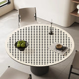 Popxstar Minimalist Round Dining Table Mat with Lines Stripes Desktop Protective Mat Waterproof Oil-proof PVC Table Mat Anti-scratch Mats