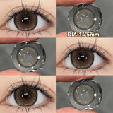 Popxstar  2PCS New Gray Prescription Contact Lenses Fashion Pupils Cosmetics Eye Color Lenses Myopia Colored Contact Lenses Brown