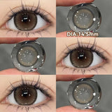 Popxstar 2PCS New Gray Prescription Contact Lenses Fashion Pupils Cosmetics Eye Color Lenses Myopia Colored Contact Lenses Brown