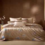 Popxstar  22 Momme Natural Mulberry Silk Luxury Bedding Set Yarn-dyed Jacquard Silk Cotton Duvet Cover Flat Sheet With Pillowcases 4Pcs