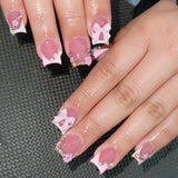 Popxstar Blush Pink False Nails Bowknot Diamond Pearl 3D Design Press on Nail Tips with Harmless Smooth Edge Nails Woman DIY Fake Nails