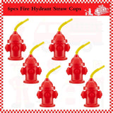 Popxstar  2/4/6/8/10pcs Novelty Fire Hydrant Straw Cups with Lid Fireman Birthday Party Favors Boys Firefighter Party Water Cups Supplies