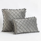 Premium Velvet Diamond Quilted Pillow Cover with Pom Design Sofa Pillow for Office Living Room 30x50cm 45x45cm Pillow Case