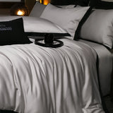 Popxstar  1000TC Egyptian Cotton Solid Color Bedding Set King Queen Size White Hotel Style Duvet/Quilt Cover Fitted Bed Sheet Pillowcases
