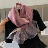 Popxstar Luxury Brand Women Fashion Scarf Plain Solid Silk Linen Shawls Scarves Summer Lady Bandanas Foulard Hijab