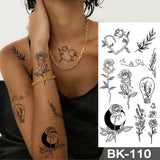 Popxstar Waterproof Temporary Tattoo Sticker snake flower rose Flash Tatoo sexy Arm Large Size Black Wrist Fake Tatto For Body Art Women