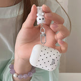 Popxstar  Korea Cute Black Polka Dots Soft Cover Case For Apple AirPdos 1 2 3 4 Pro 2 Earphone Protection Cases Cartoon Lovely Cat Pendant