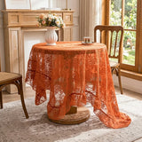 Embroidered Lace Table Cloth French Artistic Ruffled Table Cover Elegant Hollowed Out Home Anti-Slip Linen Decorative Tablecloth