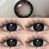 Two Pairs of Large Diameter Black Eye Color Contact Lenses Prescription Myopic Band Diopter Lenses Eye Use Cosmetics Naturally