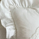 popxstar with Lotus Frill French Lace Pillow Cover Washed Material Comfortable Embroidered Cushion Cover Soft Pillow Shell Bedroom