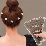 Popxstar Camellia Hair Comb Invisible Bangs Hair Clip Tidy Artifact Hair pin Girls Hairpin Women Tools Fixed Inser Comb Hair Accessories