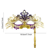 Mardi Gras Phoenix Tail Flower Masquerade Mask with Holding Stick Detachable Costume Mask Venetian Women Party Masks Halloween
