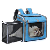 Dog or Cat Bike Basket Expandable Foldable Soft Sided Pet Carrier Backpack with 4 Open Doors, Foldable Dog Cat Bike Carrier