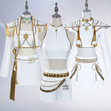 Popxstar KPop Rumi Mira Zoey White Singing Suit Women Halloween Carnival Party Role Playing Outfit Cosplay Costume Wig