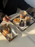 Popxstar Luxury Square Stainless Steel Serving Tray,Coffee Tray,Desserts – Elegant Serving Platters for Café, Restaurant Bathroom Tray