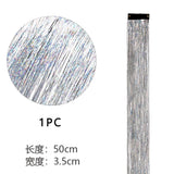 Popxstar Shiny Threads Glitter Hair Tinsel Kit Gold Silk Hair Glitter String Extensions Accessories for Women Headdress